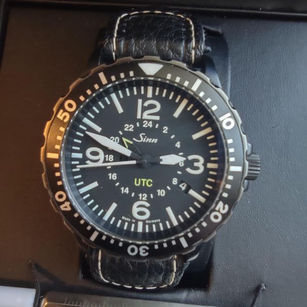 WTS Sinn 857 UTC Black Tegimented Steel Case On Leather Strap With wts-sinn-857-utc-black-tegimented-steel-case-on-leather-strap-with
