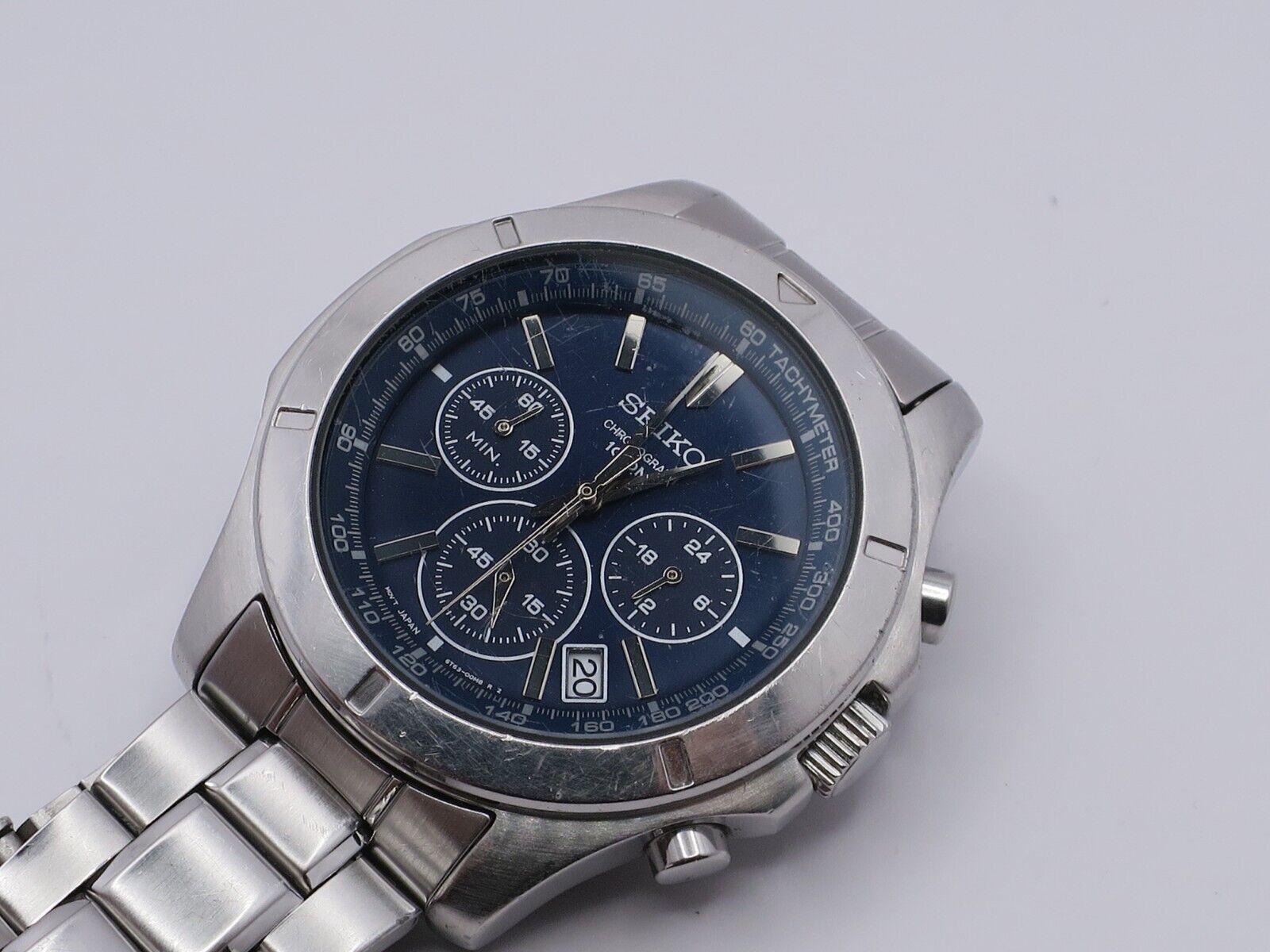 Mens Seiko Chronograph 100m Blue Dial 6T63-00G0 Spares Or Repair 