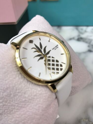 NWT NIB Kate Spade Pineapple Watch White Leather Strap Metro  display picture 1