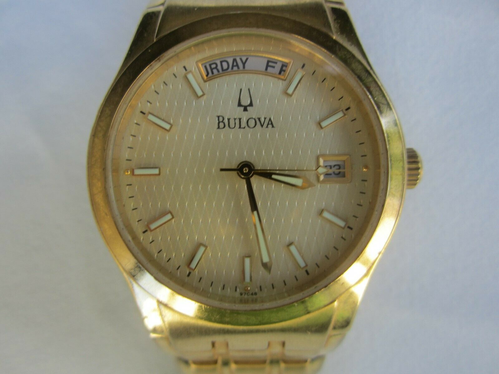 BULOVA Men s GOLD WATCH A6 97C48 C960600 Wristwatch 50m WATER RESISTANT Swiss WatchCharts Marketplace