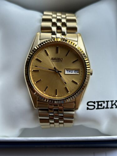 Seiko SGF206 Quartz Gold Sunburst Day Date 36mm President Men