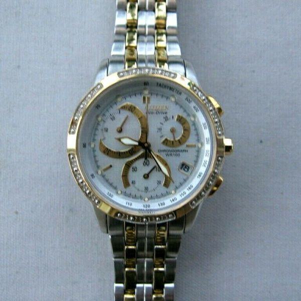 Ladies Citizen EcoDrive chronograph H504S052939 MOP,date stainless/gold tone. WatchCharts
