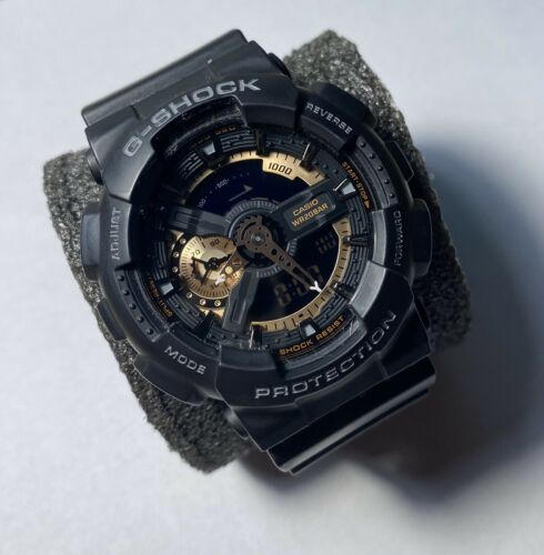Mens Casio G Shock 5146 GA-110RG Black Gold Water Resistant Watch