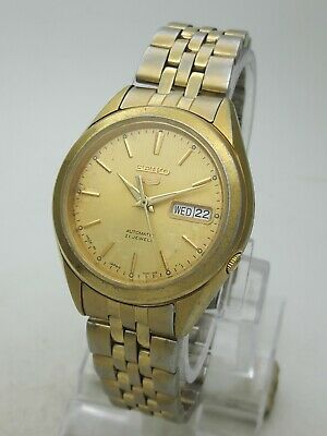 Vintage Seiko 5 Japan 7S26 01V0 Automatic 21J Day Date Steel Men s