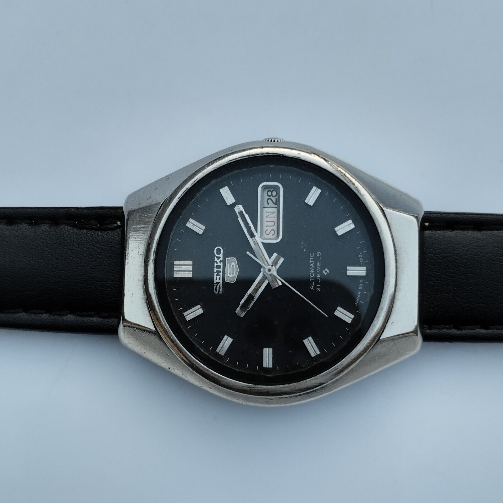 Vintage Seiko 5 Automatic 6319-8130 Day-Date Black Dial Men
