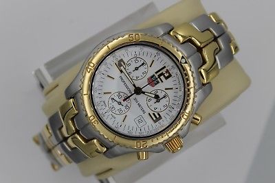 Tag Heuer Watch Mens CT1151 Link 18K Gold Mint White 2 Tone