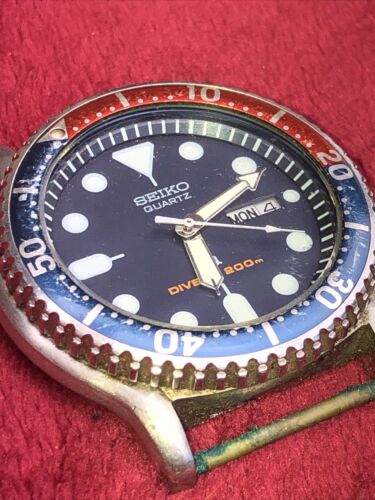 SEIKO 5H26 7A19 DIVER Pepsi Dial Quartz 200m For Parts Repair