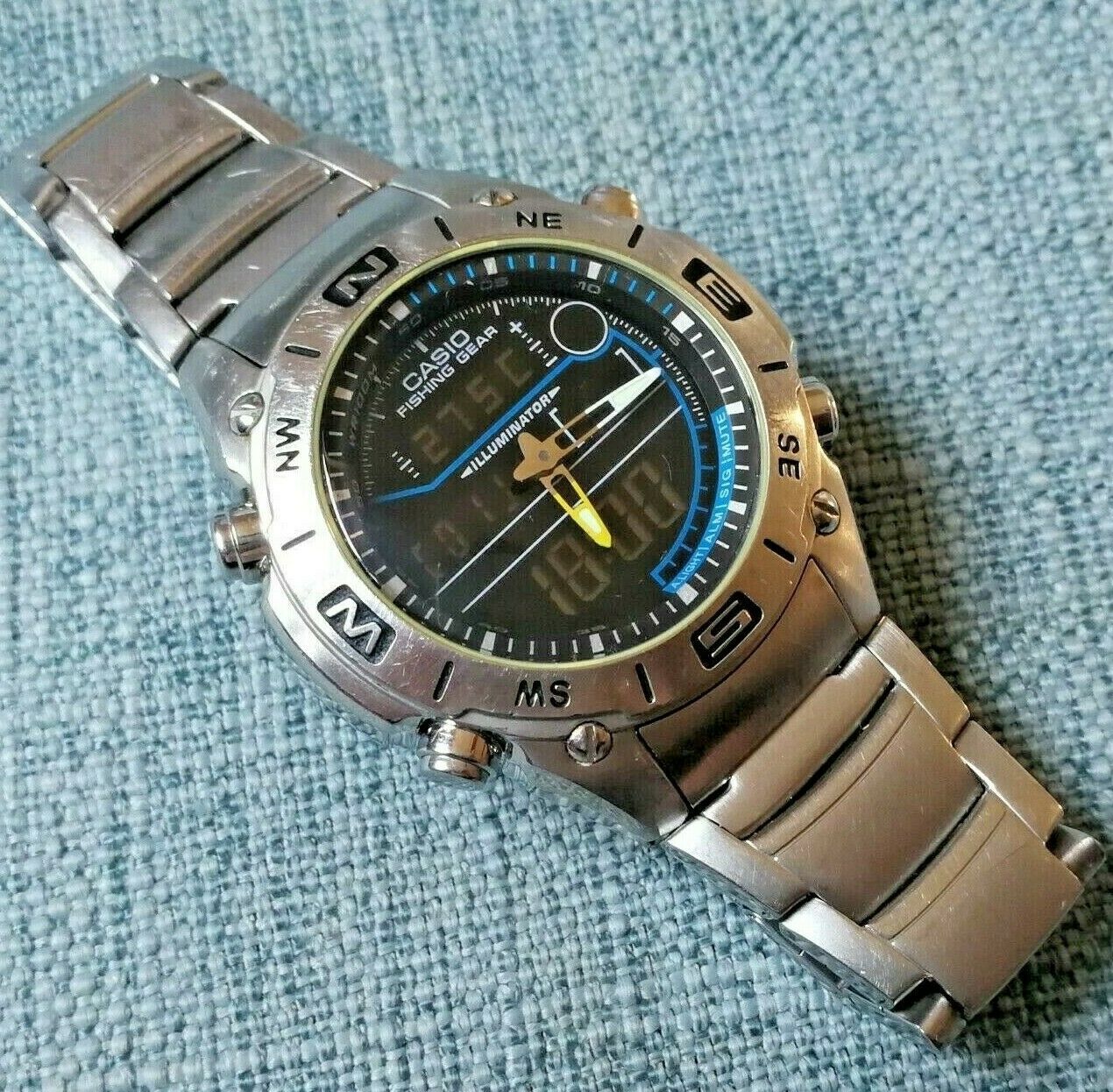 casio amw-703 outgear fishing timer thermometer ana digi watch