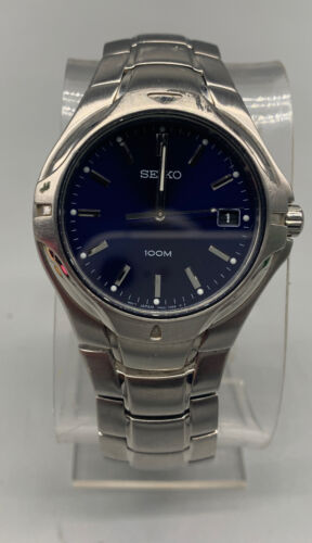 Seiko 7N42 7000 Cobalt Blue Face 100M Stainless Steel Band O