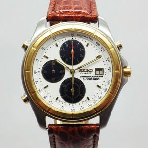 Seiko Men's Steel Chronograph 1/100 of a second quartz watch 7T52-7A00 |  WatchCharts