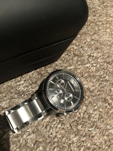 men's classic stainless steel chronograph emporio armani watch ar2434