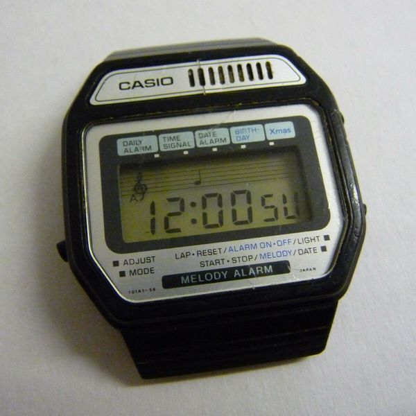 Vintage Casio 82H108 wrist watch; LCD digital display; Melody