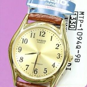 Mtp 1094q 9b Gold Casio Watch Genuine Leather Band Analog Casual Dress Men New Watchcharts