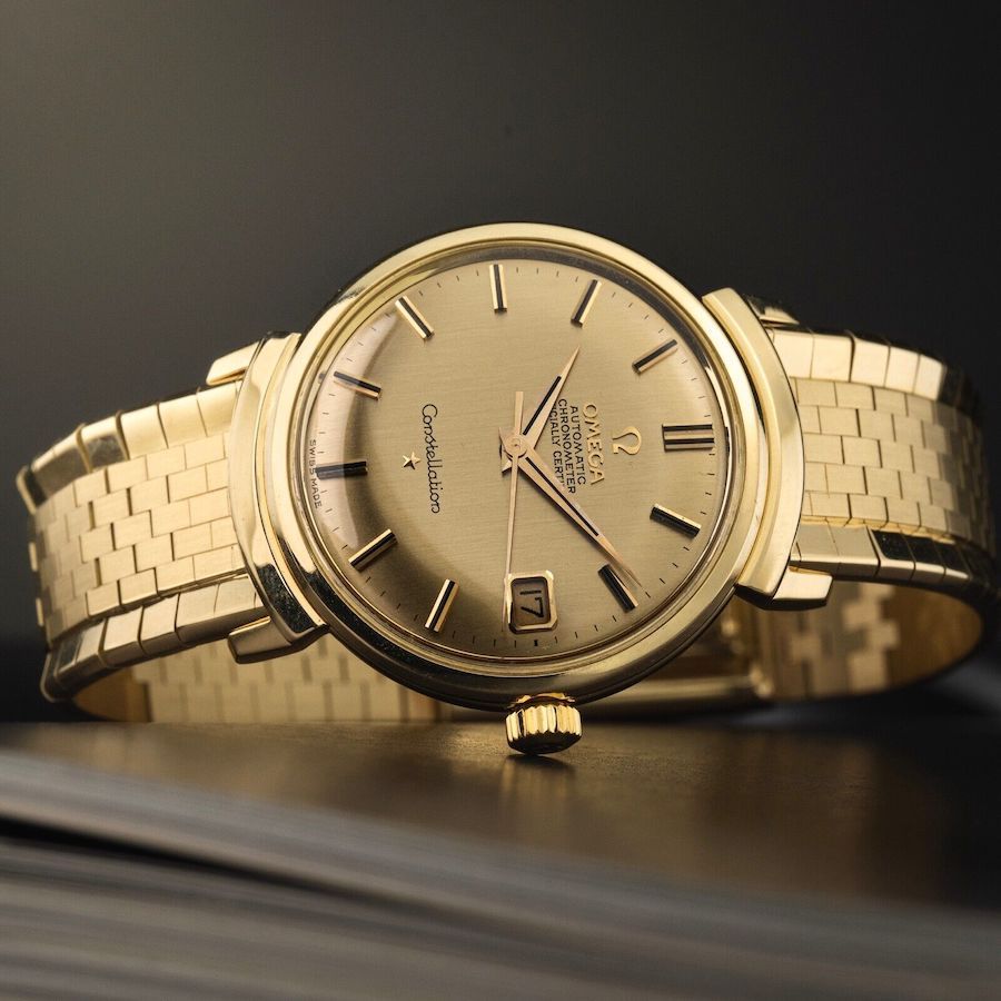 1966 Solid Gold Omega Constellation 168002 Grand Luxe Brick