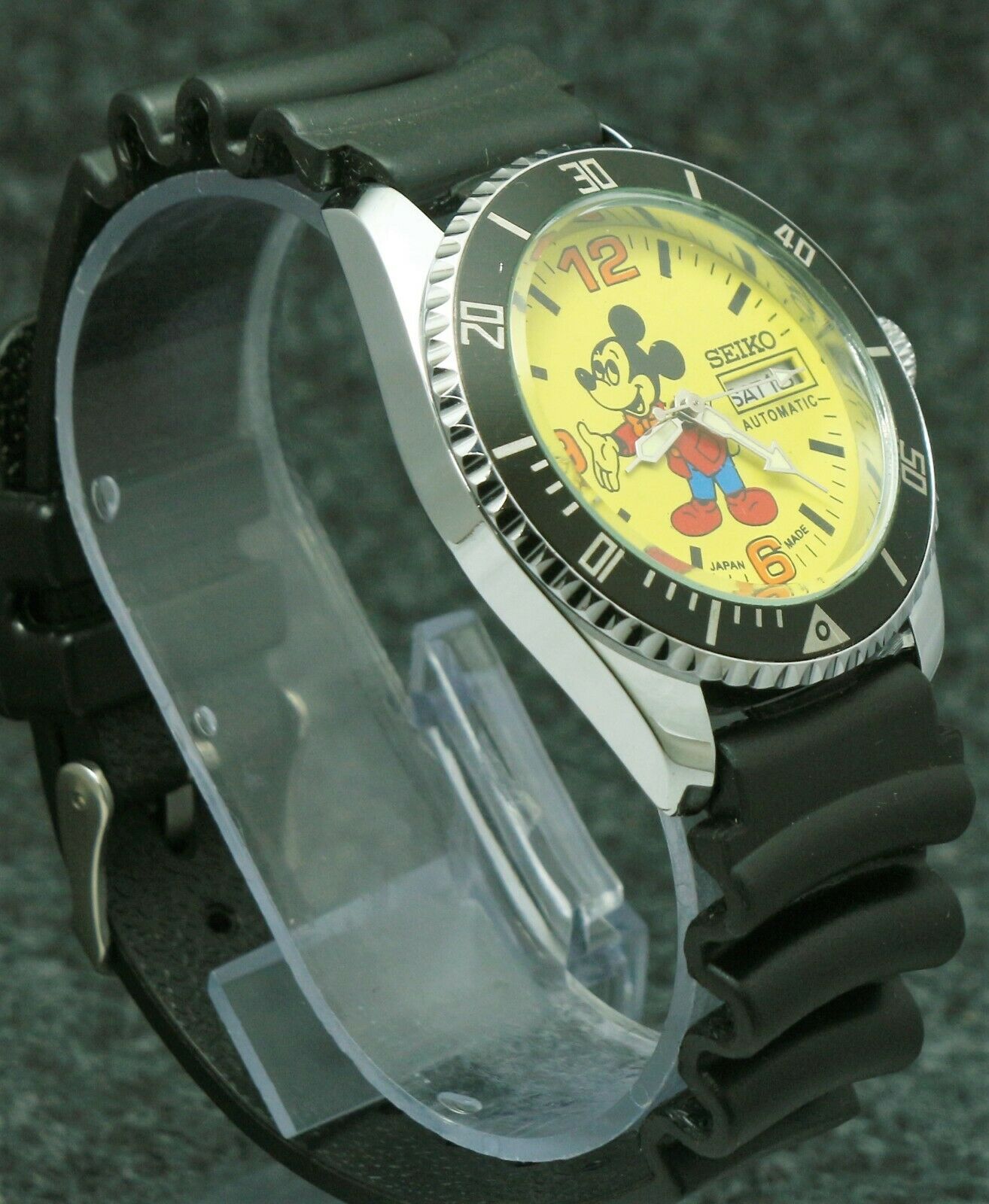 Vintage Seiko 6309 Automatic 17J Mickey Mouse Dial Rotating Bezel