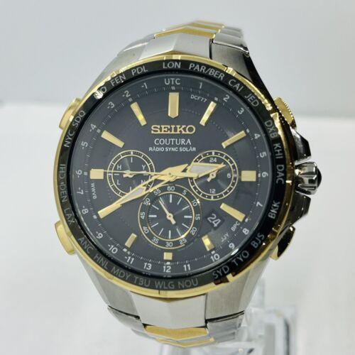 Seiko Men s Coutura Radio Sync Sapphire Crystal Two Tone Watch