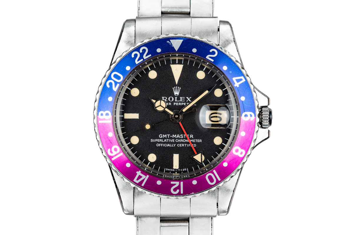 FS 1967 Rolex GMT Master 1675 MK I Dial with Fuchsia Bezel