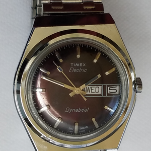 Vintage 1977 Timex Dynabeat Electric Silver Day/Date Purple Dial Men's  Watch | WatchCharts