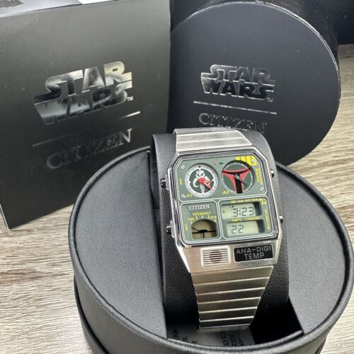 NEW✓ Citizen Star Wars Boba Fett ANA-DIGI TEMP Quartz Watch