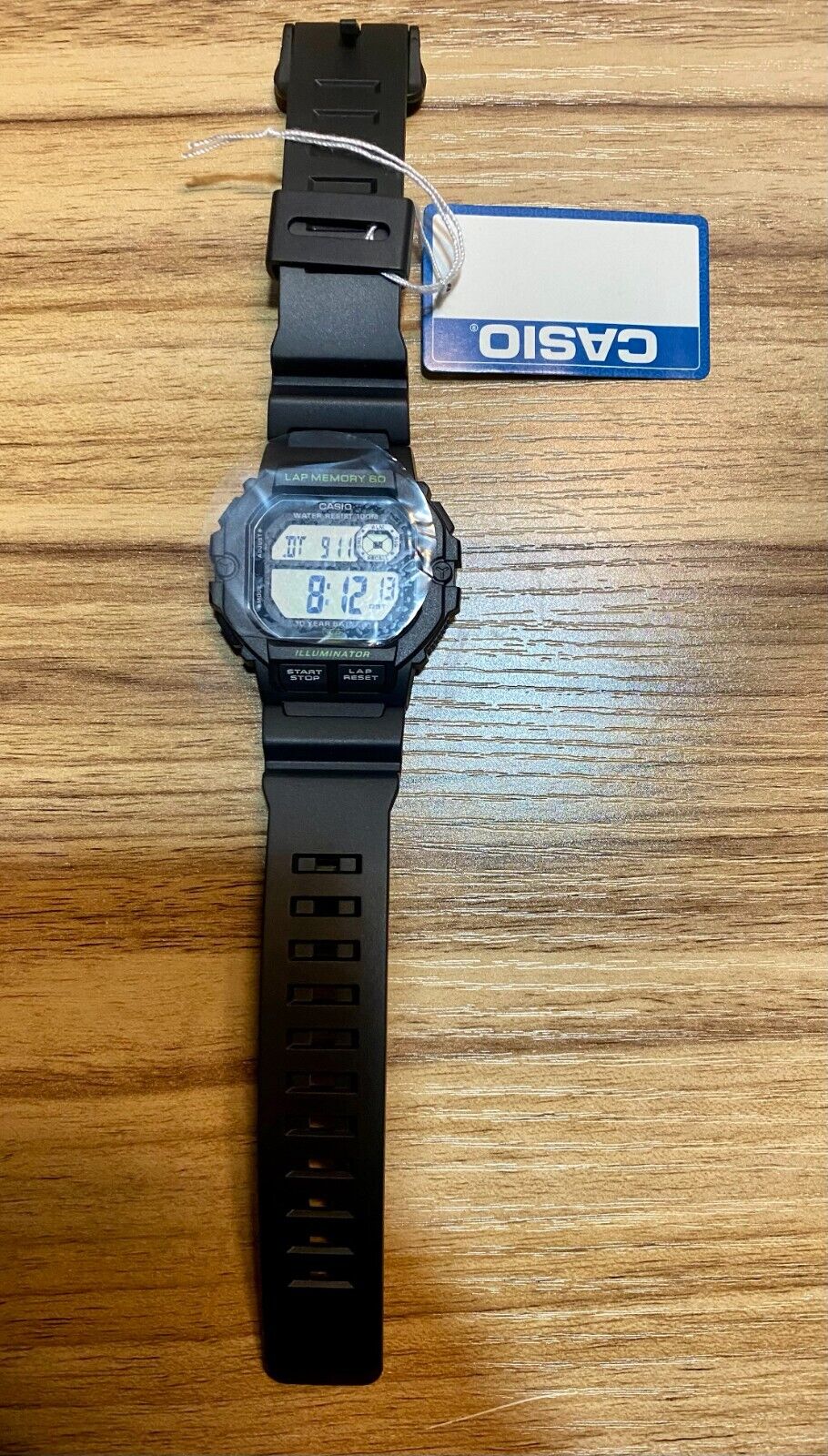 Casio LED Illuminator Lap Memory Black Resin Men's Sports Watch WS