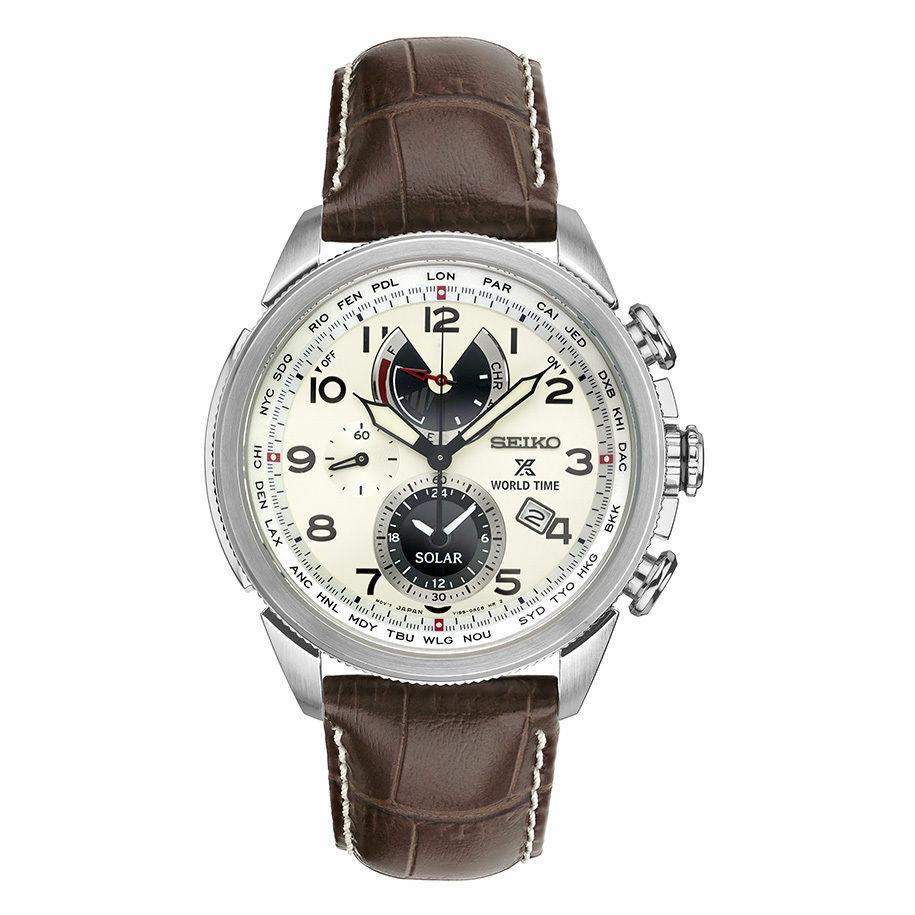 seiko solar chronograph leather strap