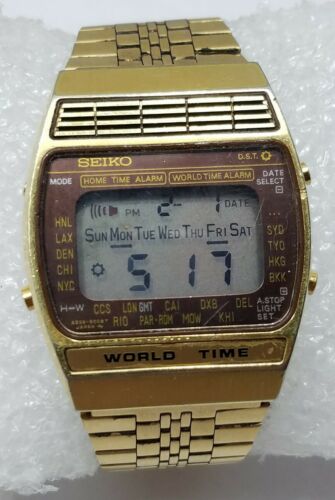 Vintage SEIKO WORLD TIME A239-5020 Watch - Rare Red Map Gold Model - Works!  | WatchCharts Marketplace