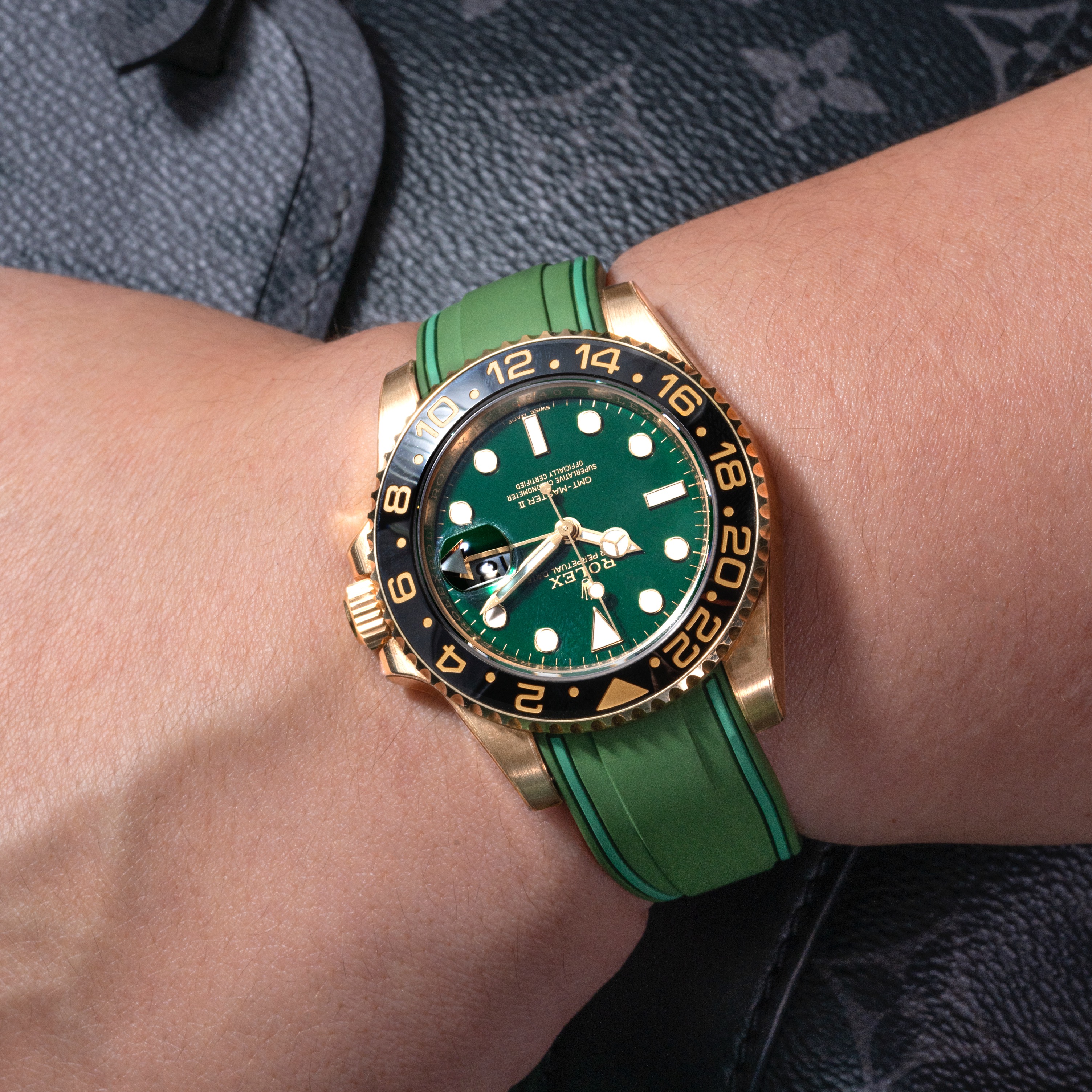 Vulcanised FKM Rubber Strap in Deep Emerald Green by Solitaire for