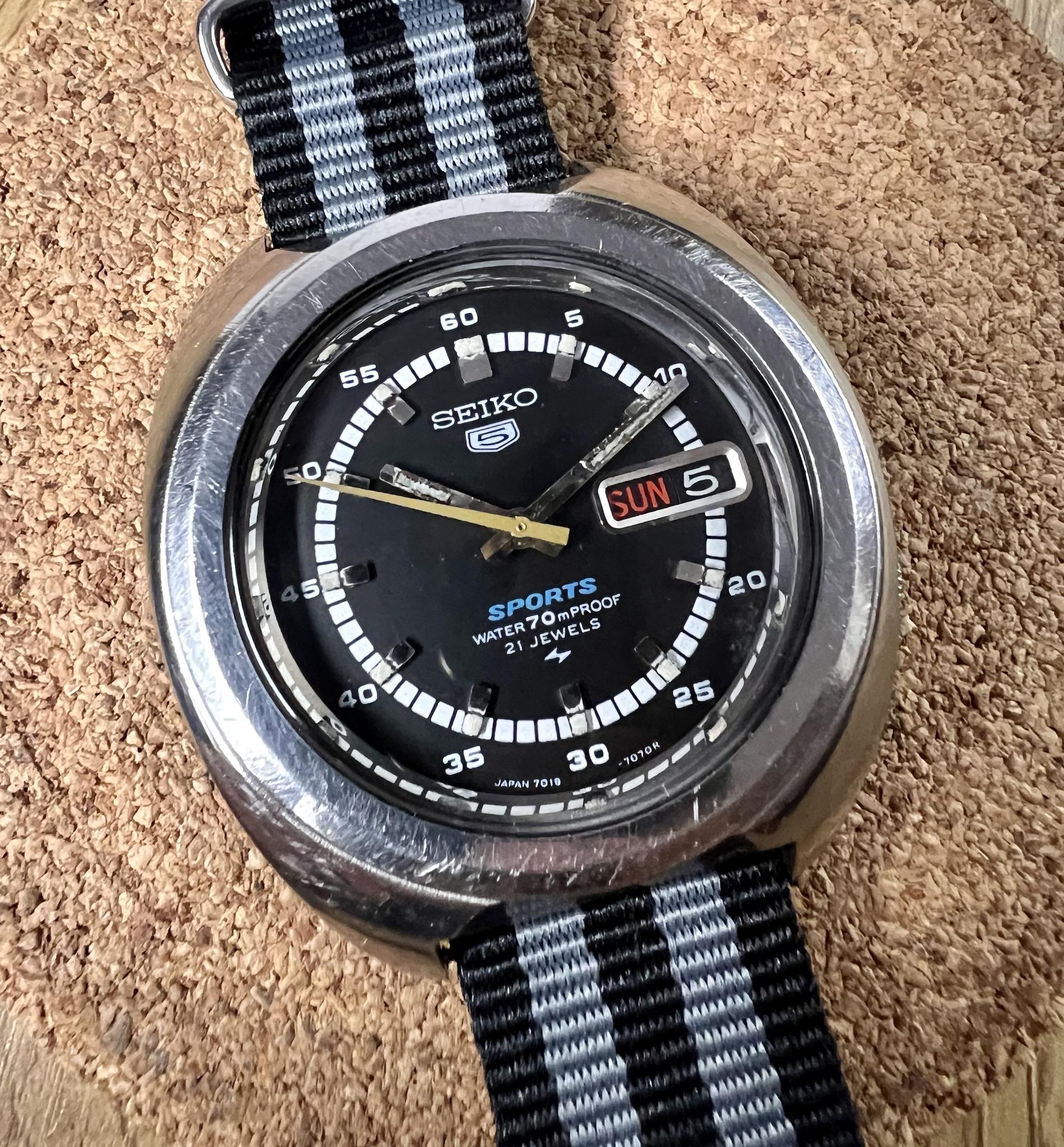 WTS] Vintage SEIKO 5 Sports 7019-7050 Black PROOF Dial ~ $199 