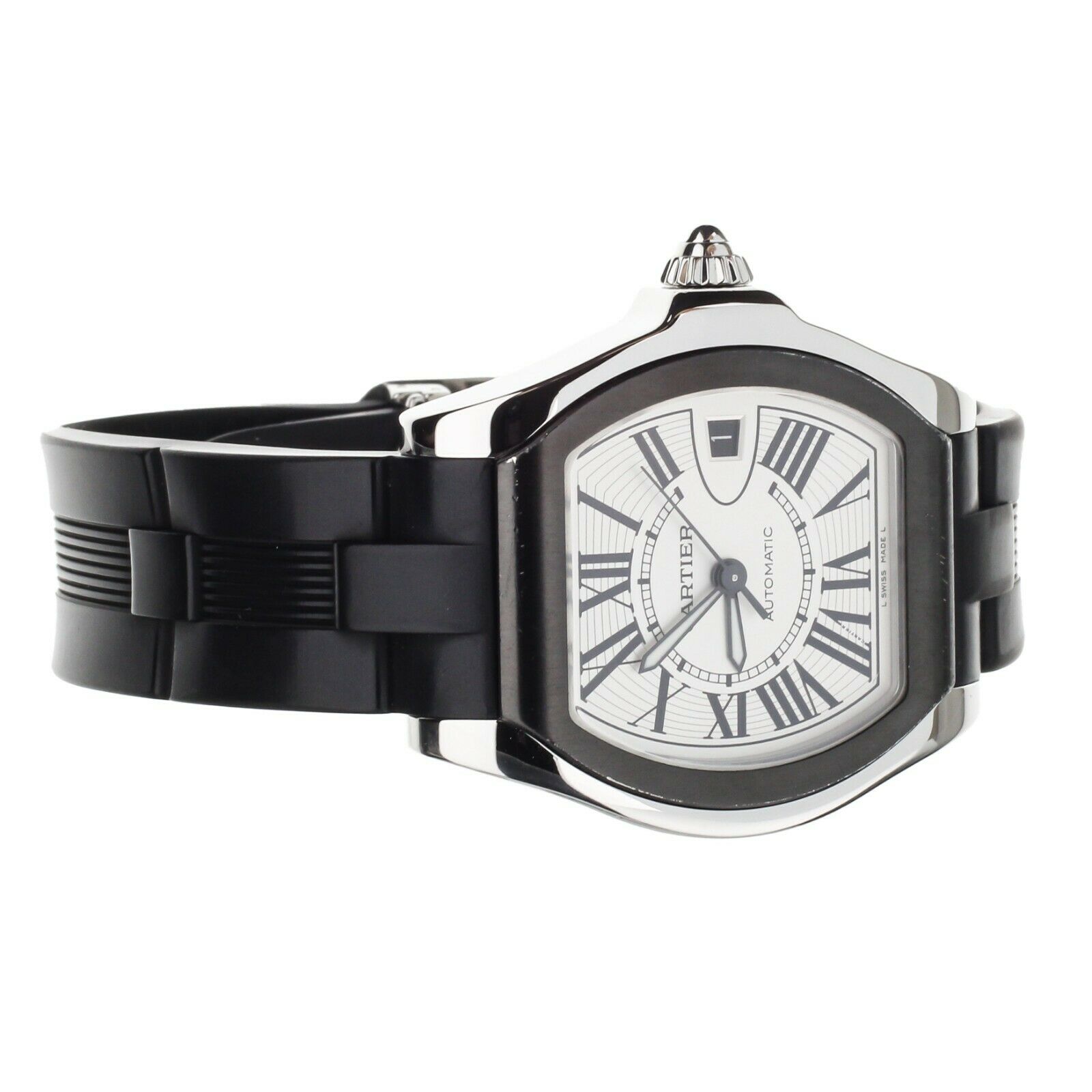 Cartier Roadster Sport Stainless Steel PVD Bezel Rubber Strap