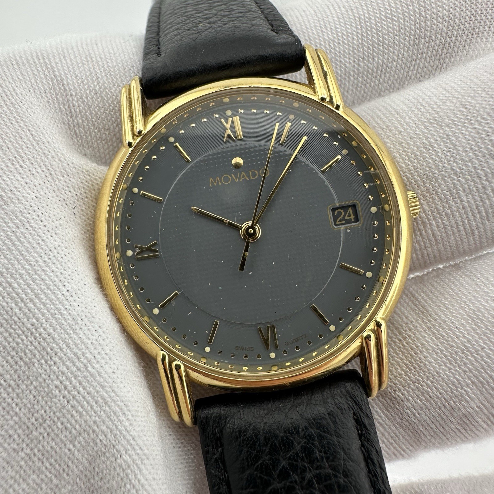 Movado Museum Quartz Watch 87-A4-0888 Gold Tone 34mm Menâ€™s 