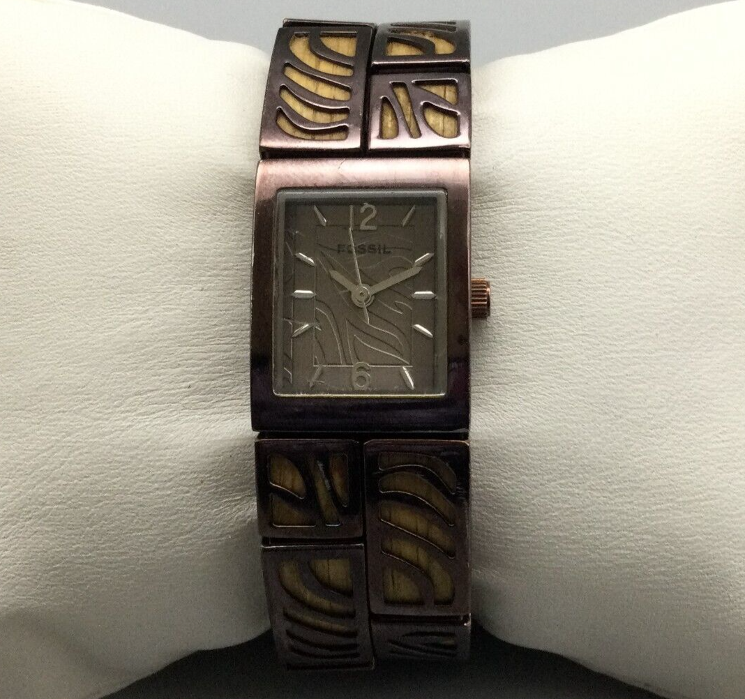 Fossil wood watch cheap women's