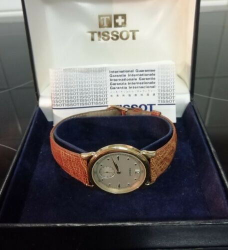 Tissot A280 Swiss Watch Gold Brown Leather 30m Mineral Crystal New