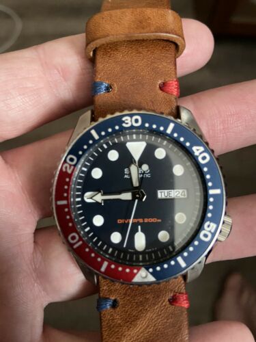 Seiko SKX007 Pepsi with Leather Pepsi Strap Great Condition! Automatic |  WatchCharts