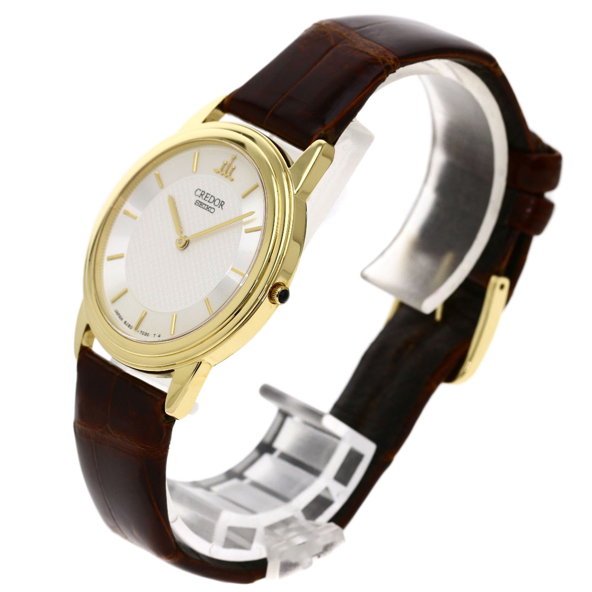 Seiko 8J80-7020 GBAT014 Credor Watch K18 Yellow Gold / Leather Men