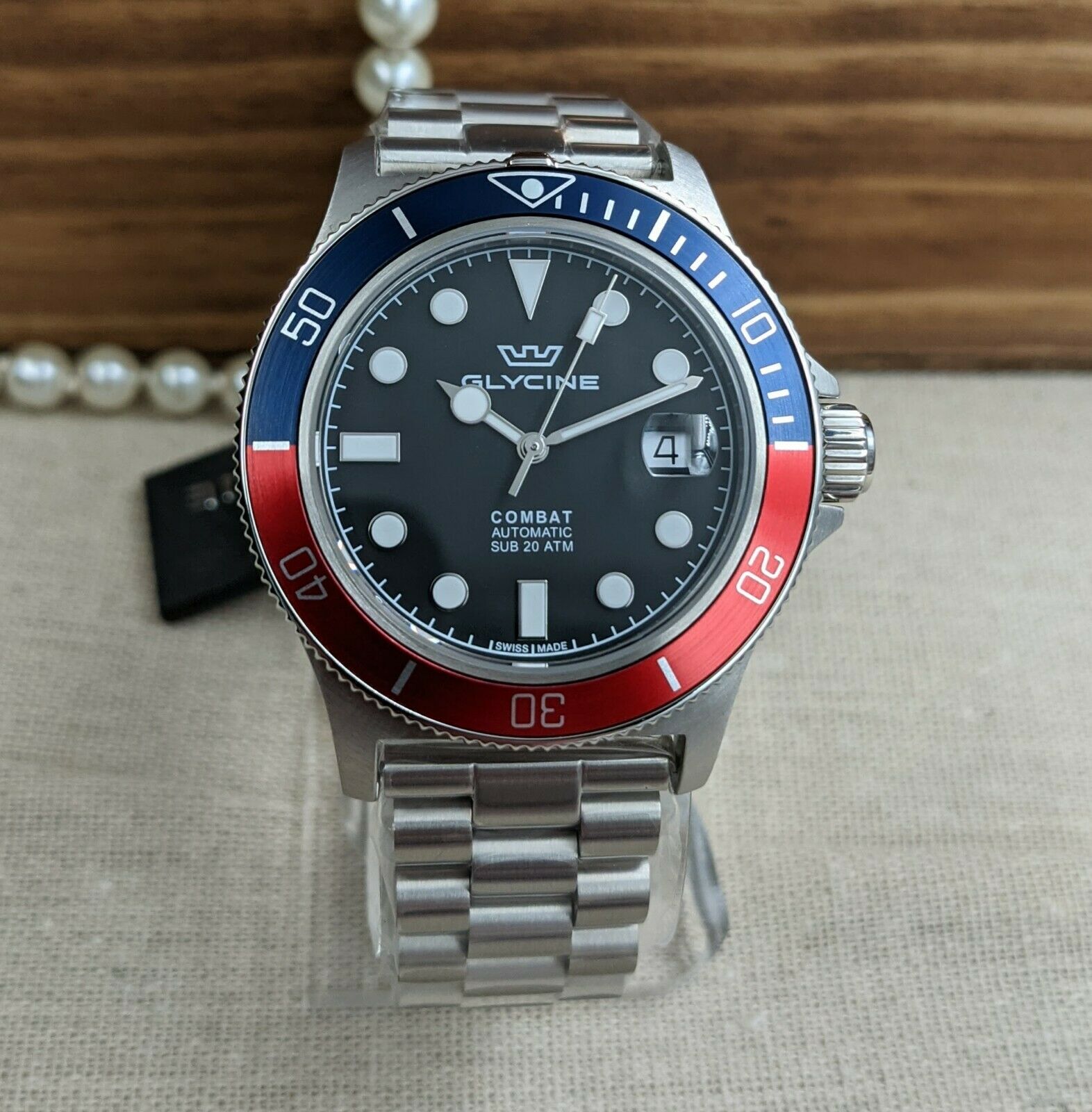 Glycine GL0196 Pepsi Bezel Combat Sub 42 w upgrade Geckota End