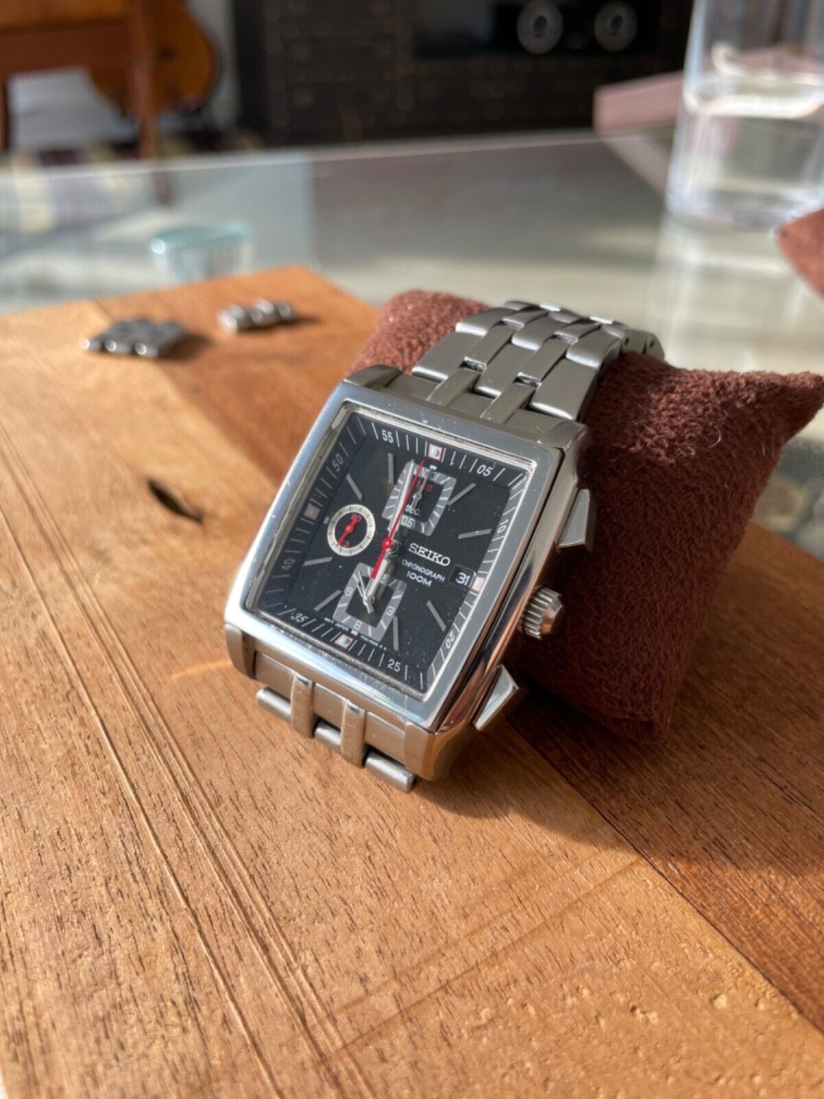 Seiko Chrono 100M 7T92-0HS0 Square Tank Style like Monaco _