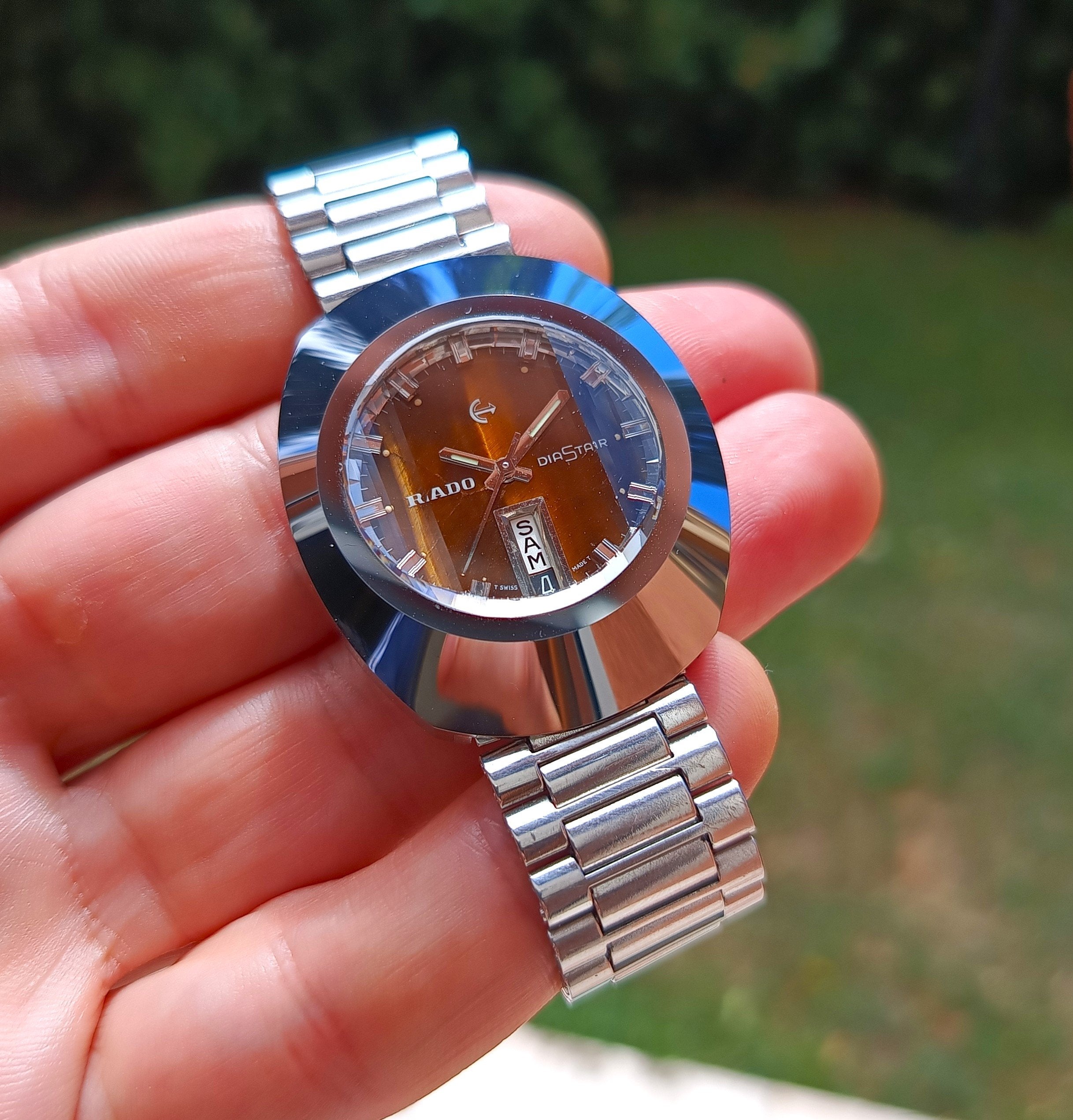 Vintage Rado Diastar with stone tiger eye dial and original NSA 