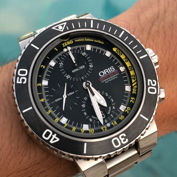 FS Oris Aquis Depth Gauge Chronograph Ref 774 Stainless Steel 48mm on