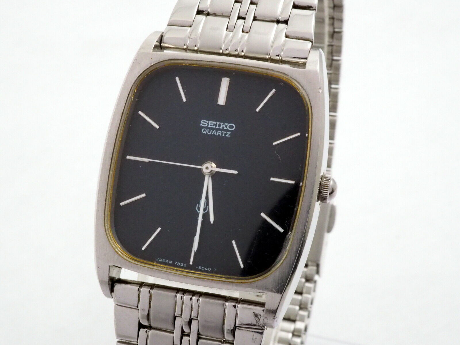 Vintage SEIKO Analog Mens QUARTZ Black/Silver Ref.7830-5040