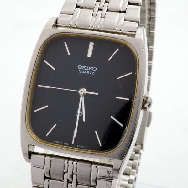 Vintage SEIKO Analog Mens QUARTZ Black/Silver Ref.7830-5040 ...