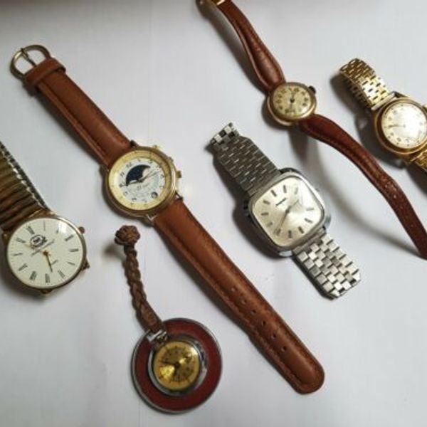 Lot De 3 Montres ORIENT à Quartz Dorées - Occasion à Réparer / Changer Les Piles