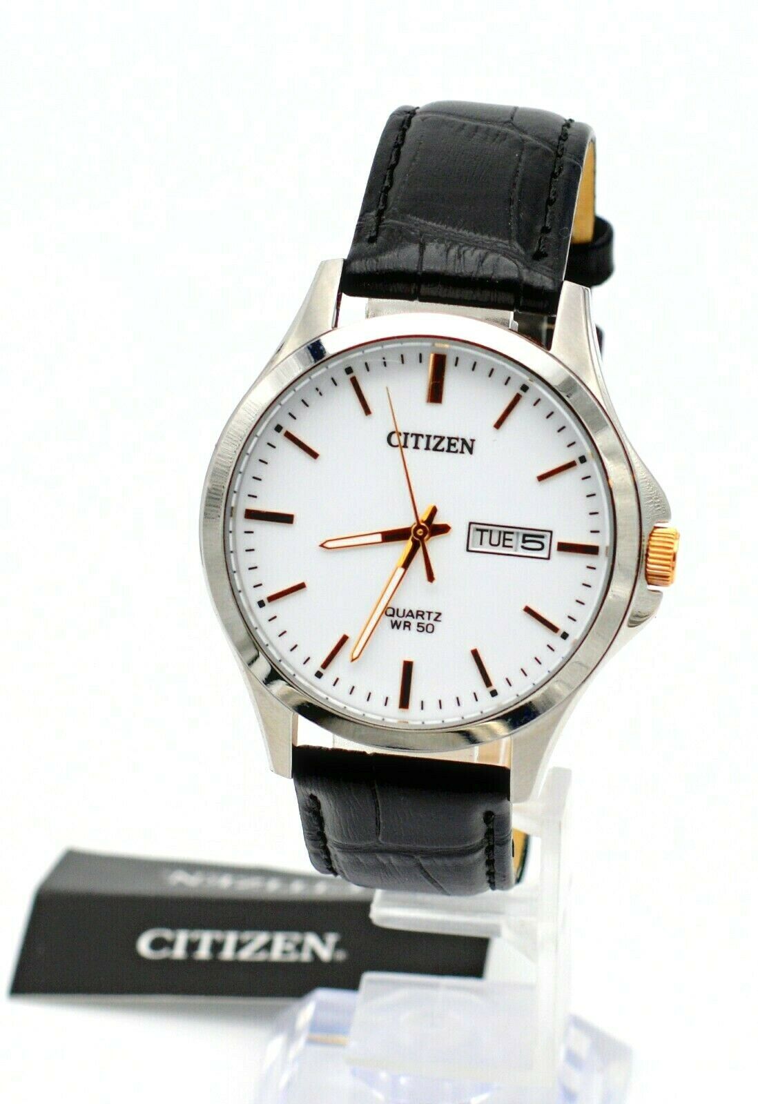 シチズンスイングクロック NEW CITIZEN QUARTZ BF2009-11A 1502-S115248 MEN'S BLACK LEATHER