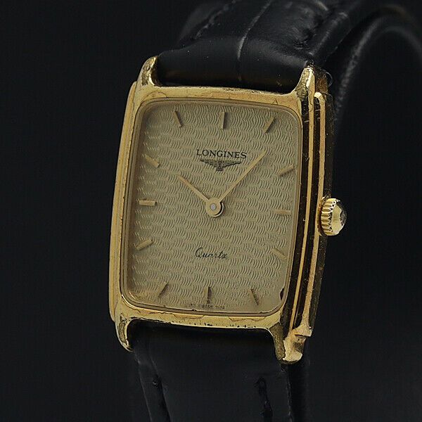 LONGINES Watch 153 7151 Rectangular Quartz 18K Gold Plated T3177 ...