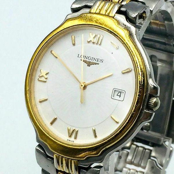 LONGINES Watch L5.646.3 Quartz 18K Gold Plated St.Steel Date T3201