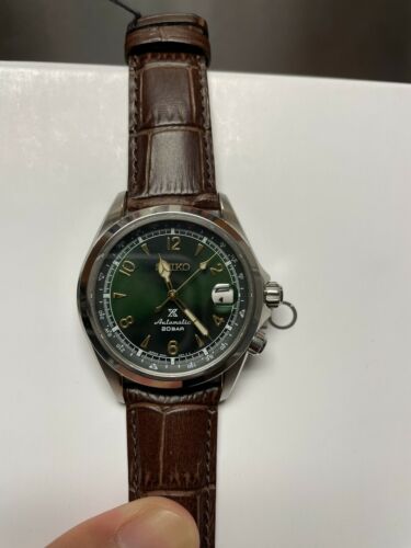 Preowned Seiko Alpinist Green Dial Brown Leather Strap Men's Watch ...