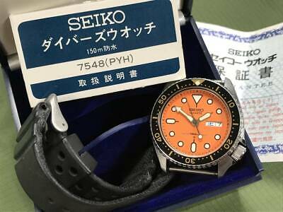 Seiko 7548-700C Overhaul Divers 1981 Orange Quartz Authentic Mens