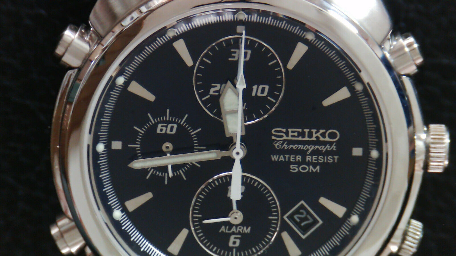 Vintage Seiko 7T32 7G00 Chronograph Blue AR Sapphire Glass