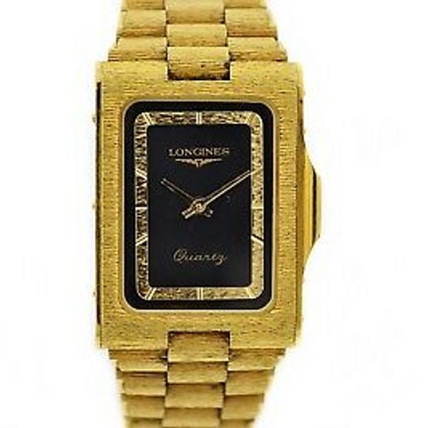 Vintage Longines Classic Rectangular Quartz Gold Plated Midsize Watch ...