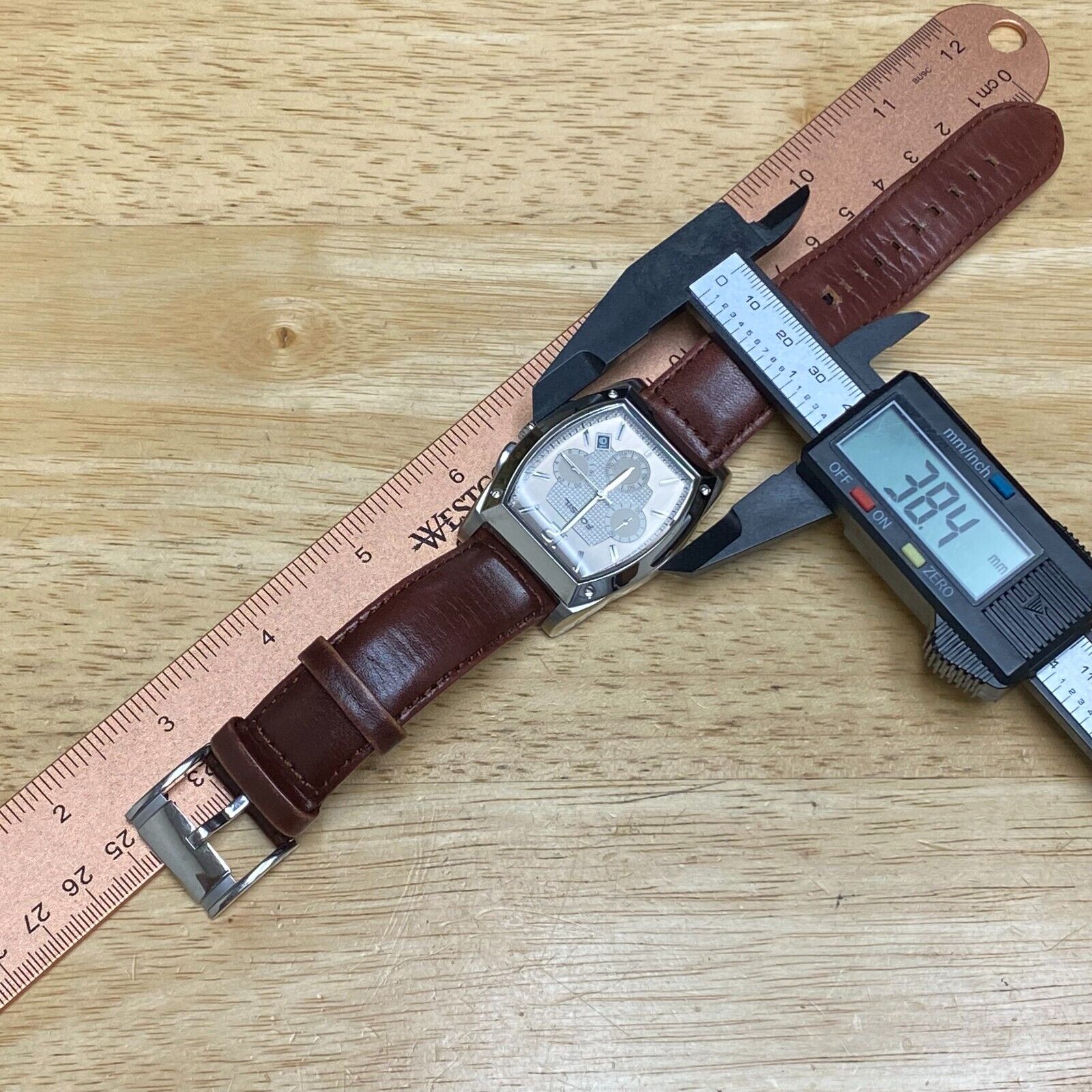 Fossil FS-4321 Men 50m Silver Steel Barrel Analog Quartz Chrono