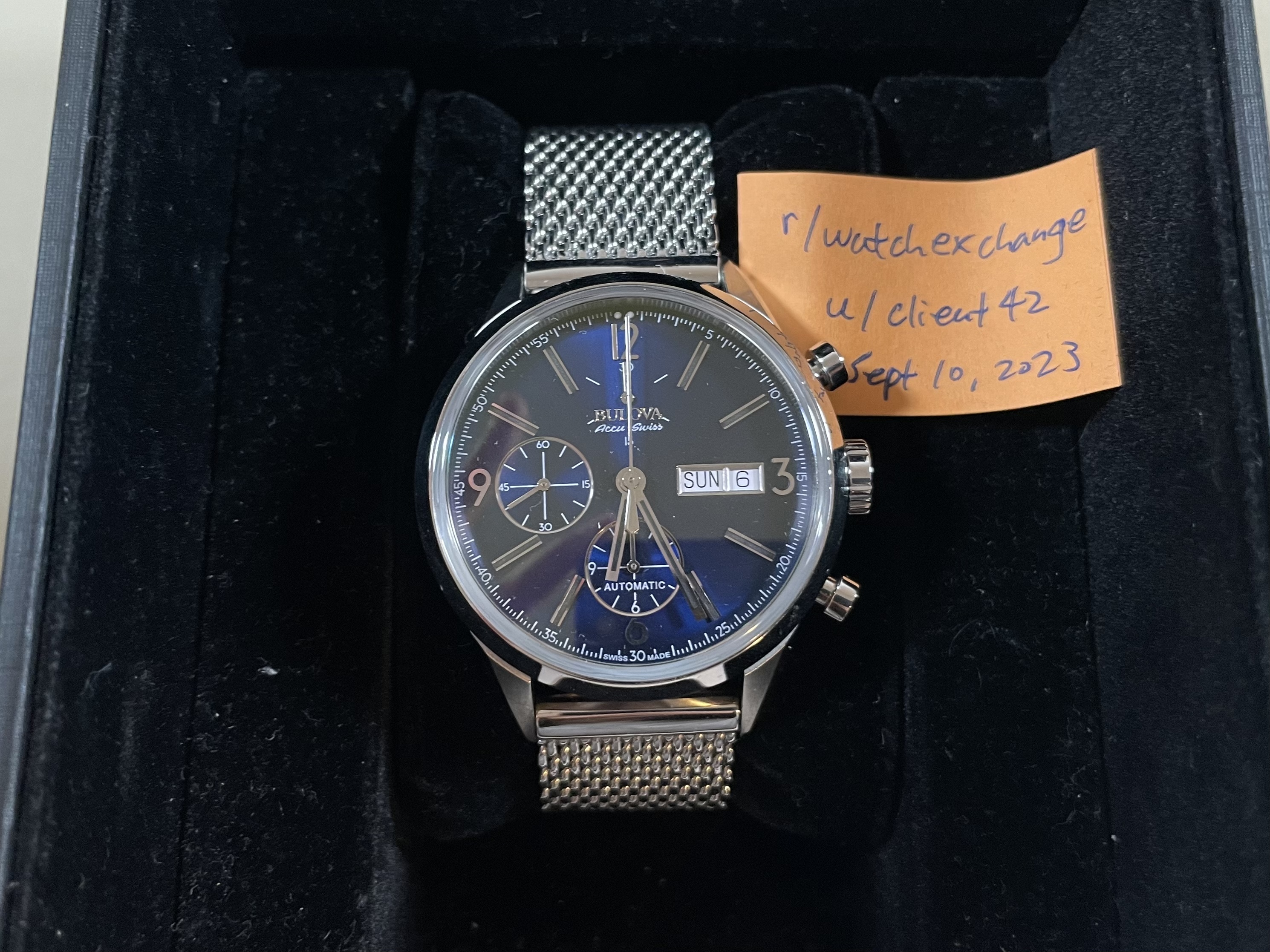 WTS Bulova Accu Swiss 63C117 Murren Automatic Chronograph Blue